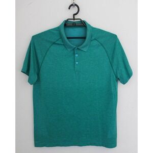 Lululemon Polo Shirt Mens XL Green Metal Vent Tech Short Sleeve Athletic Golf